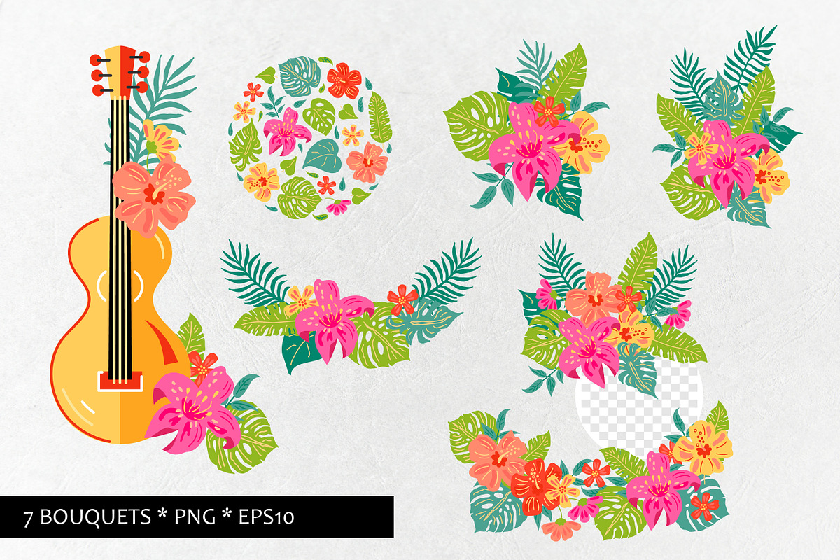 Tropical flowers and leaves, vector., an Object Graphic by VaraNa Art (Photo 3 of 9)