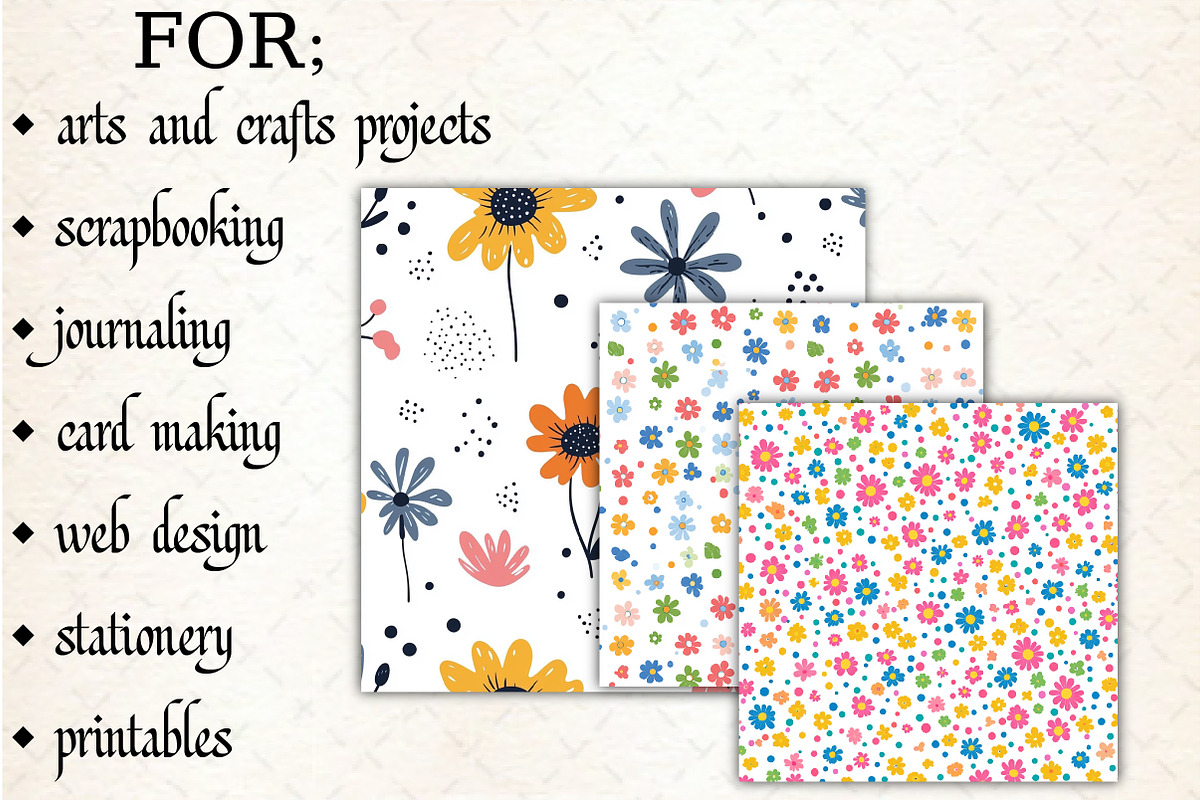 Watercolor Floral Patterns Bundle, a Pattern Graphic by Libby Wishes