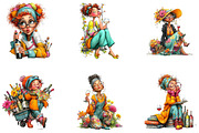 Funny Wine Lady Clipart Bundle PNG, a Seasonal Illustration by CreationArt (Thumbnail 3 of 5)