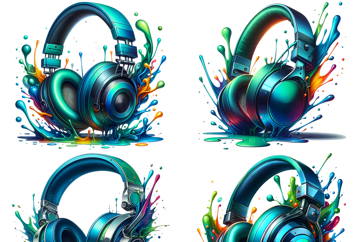 Color Splash Headphones PNG Set, a Technology Illustration by DoubleTwists (Photo 2 of 5)