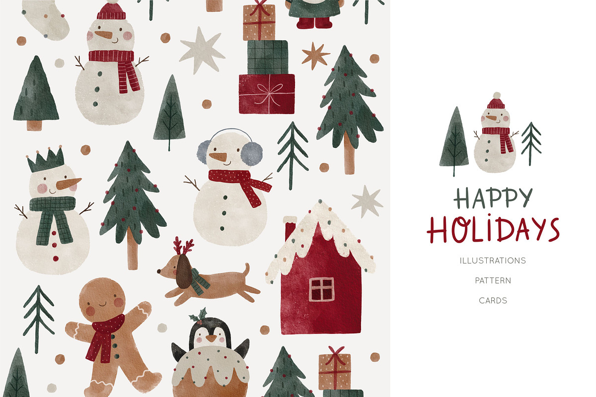 Cozy Watercolor Christmas Holidays, a Decorative Illustration by Cute And Wild (Photo 1 of 6)