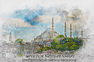 Watercolor Photoshop Template, a Layer Style Add-On by 3d_model_tifotizi