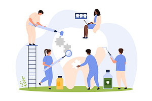 Treatment and hygiene cleaning of, a Healthcare Illustration by Flashvector