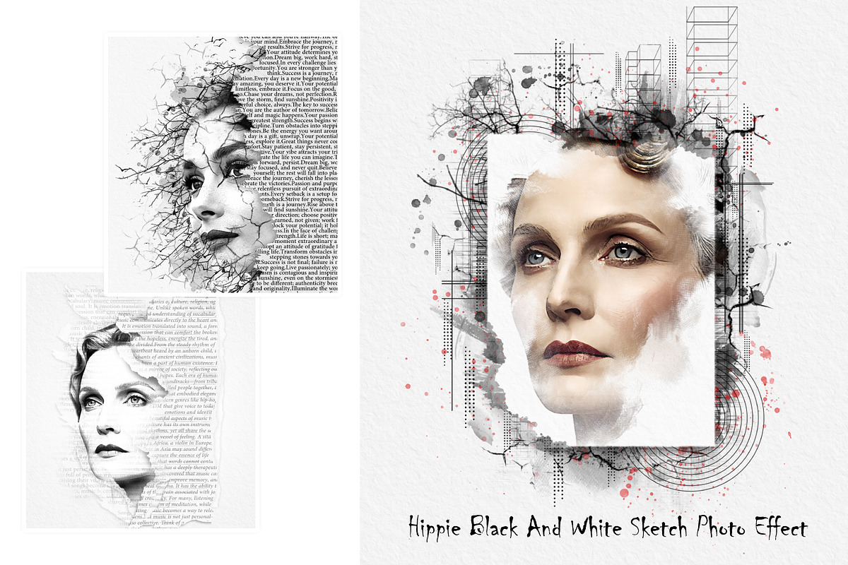 Hippie Sketch Photo Effect Template, an Action Add-On by Photoshop Action (Photo 1 of 13)