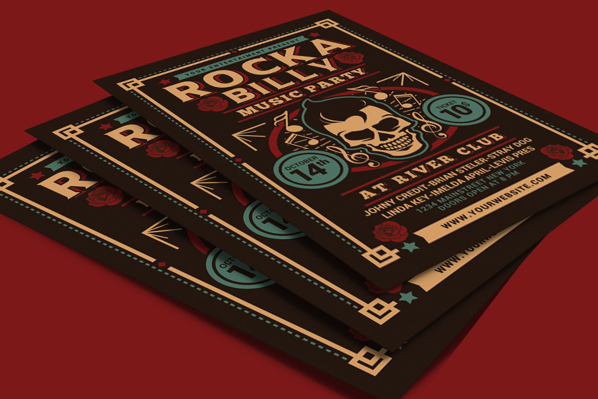 Rockabilly Music Party Flyer, a Flyer Template by Muhamad Iqbal hidayat (Photo 2 of 4)