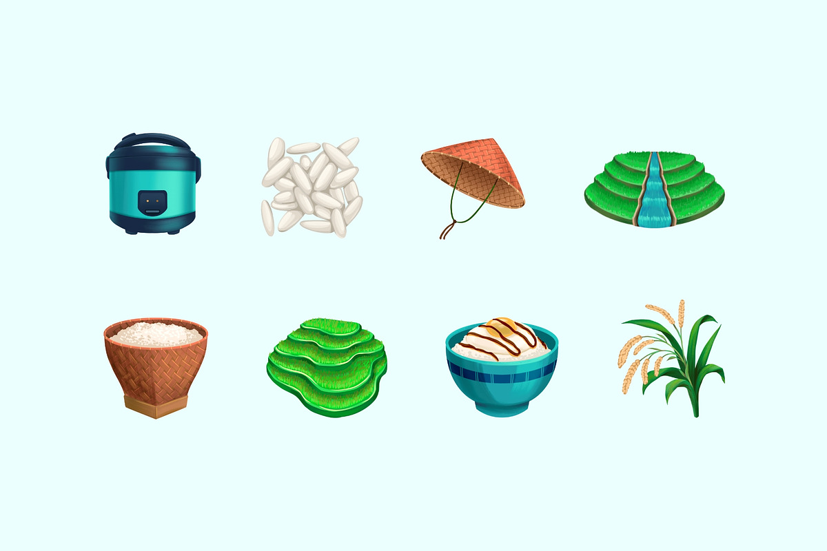 Rice Farming Elements, an Object Graphic by Deemak Daksina (Photo 1 of 3)