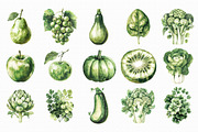 Watercolor Green Fruit And Vegetable, an Illustration by Libby Wishes (Thumbnail 2 of 5)