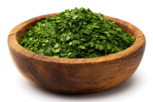 Dried Parsley in Wooden Bowl Green H, a Photo by Pixeness Studio