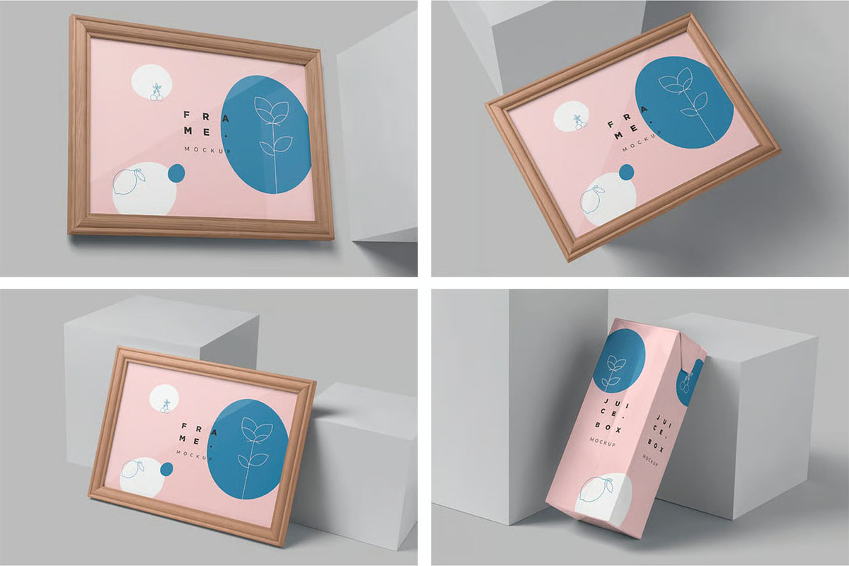 Rectangle Wooden Frame Mockups, an Advertising Mockup by megostudi0 (Photo 1 of 6)