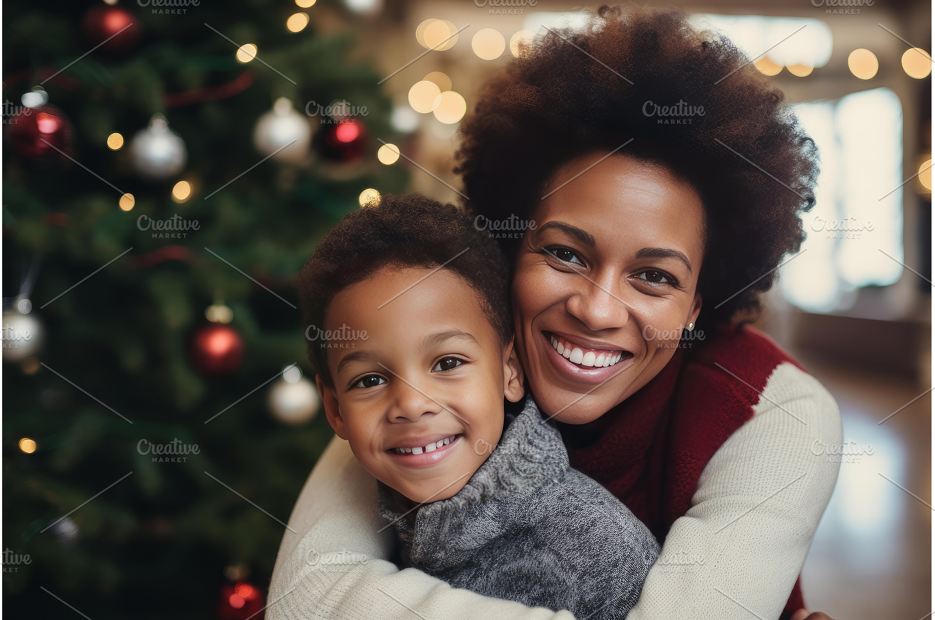 Mother and son embracing near, a Holiday Photo by Ylivdesign