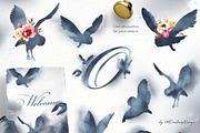 Watercolor Owl Beauty Clipart Set, an Animal Illustration by ArtCreationsDesign (Thumbnail 3 of 11)
