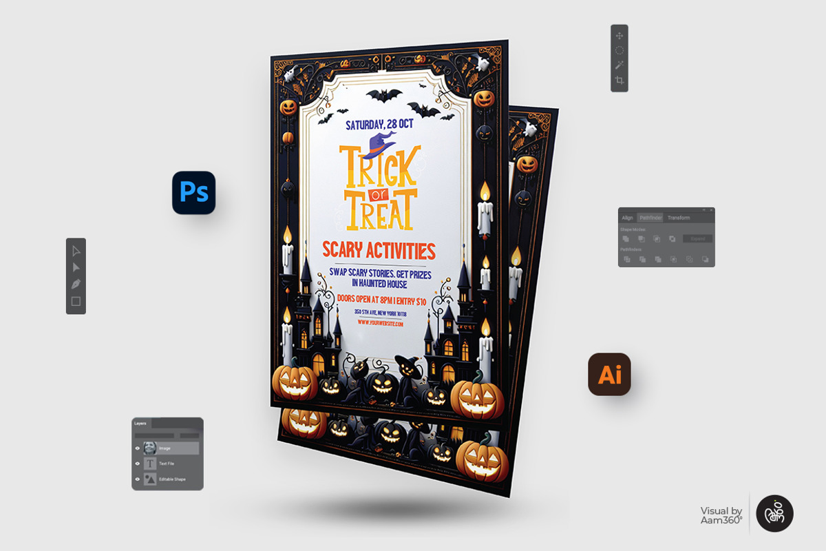 Halloween Trick or Treat Flyer, a Flyer Template by Aam360 (Photo 2 of 3)