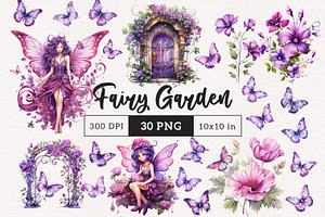 Purple Garden Clipart Bundle