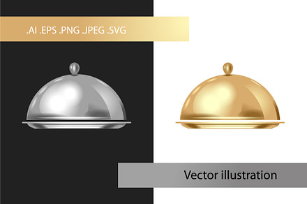 Cloche food tray vector set