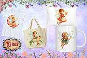 Watercolor Christmas Fairy Cliparts, a Seasonal Illustration by Ink Gallery (Thumbnail 6 of 9)