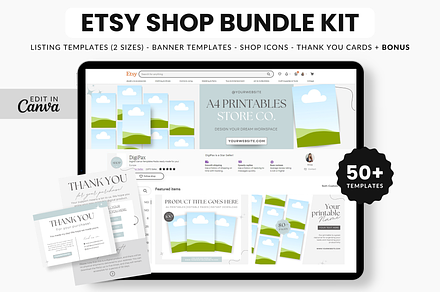 Etsy Digital Shop Templates Bundle, a Design Template by DigiPax