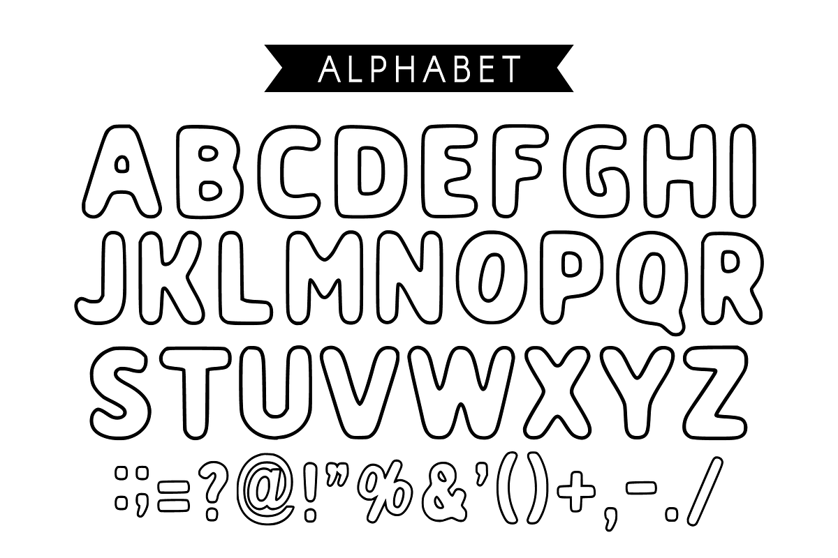 Cute Outline - Outline Font Types, a Font by KiddoGlyphs Studio (Photo 3 of 4)