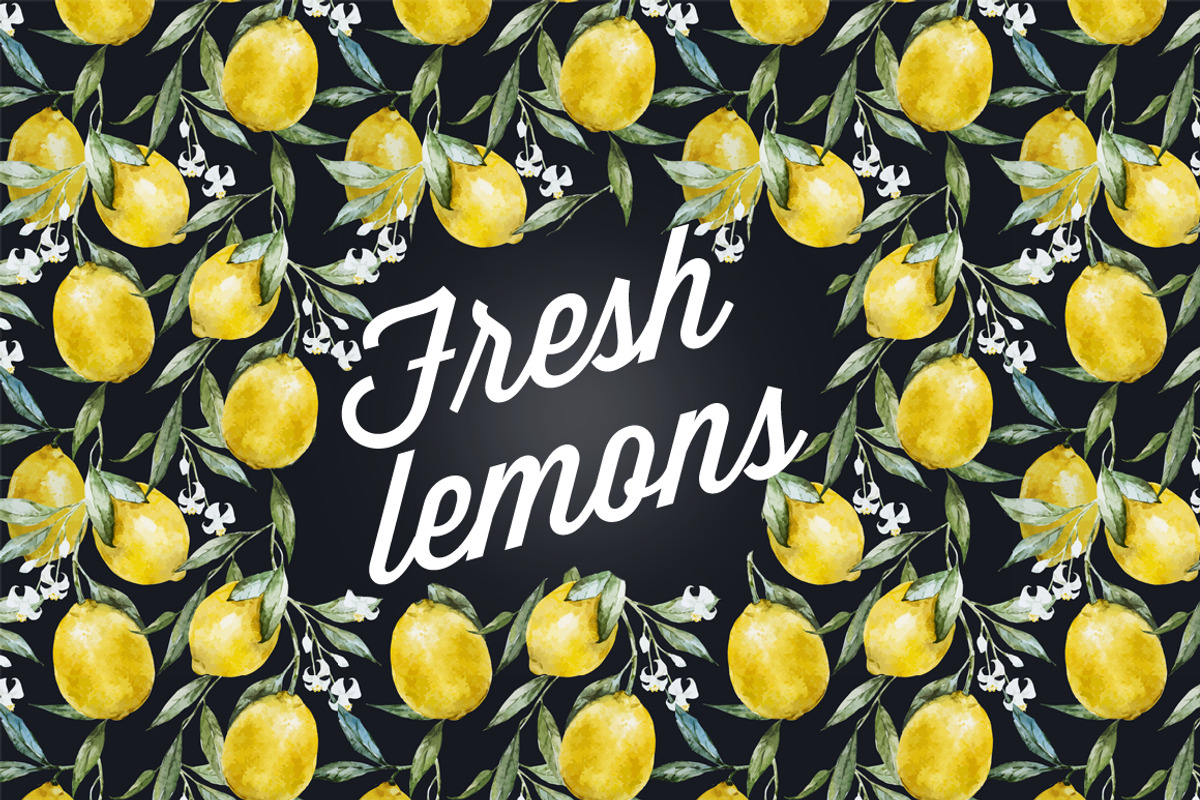 Watercolor lemons patterns, a Pattern Graphic by Lembrik's Artworks (Photo 1 of 5)