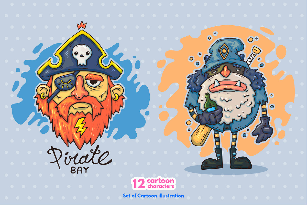 12 Different Cartoon Characters, an Illustration by Andrew_Derr