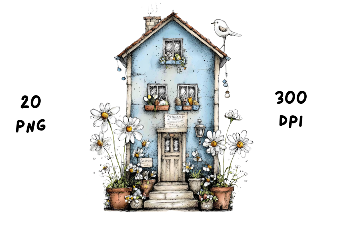 Whimsical Floral Spring House, a Seasonal Illustration by GiraffeCreative (Photo 5 of 20)