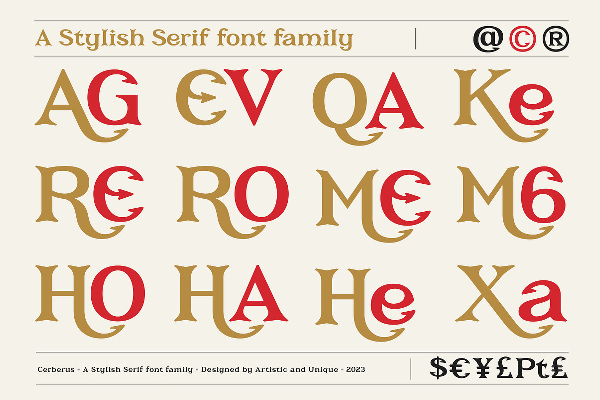 Cerberus - Serif font family, a Serif Font by Artistic & Unique (Photo 4 of 15)