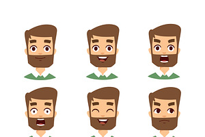 Bearded Man Face Vector