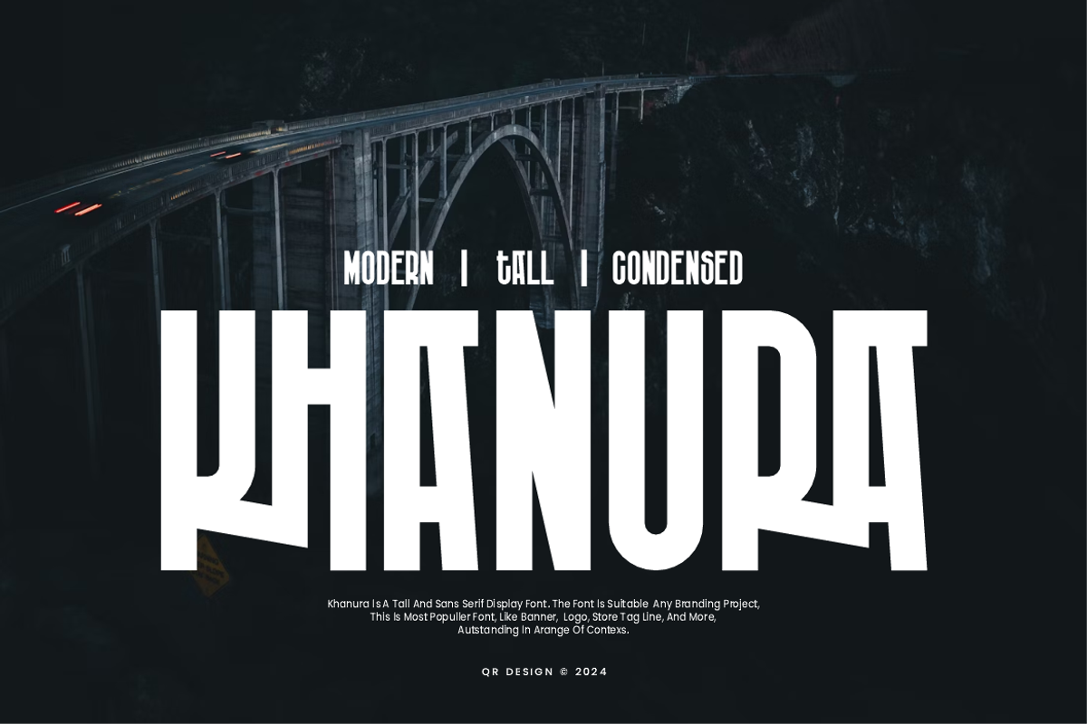 Khanura - Tall Sans Font, a Sans Serif Font by QR Design Studio (Photo 1 of 7)