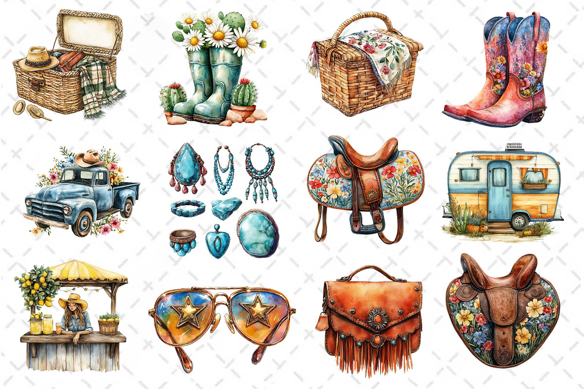 Summer Cowgirl Sublimation Clipart, an Illustration by Dream Creation (Photo 4 of 4)