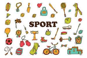 Hand drawn sport icon set