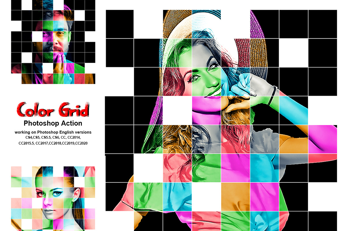 Color Grid Photoshop Action, an Action Add-On by Studio Retouch (Photo 1 of 11)