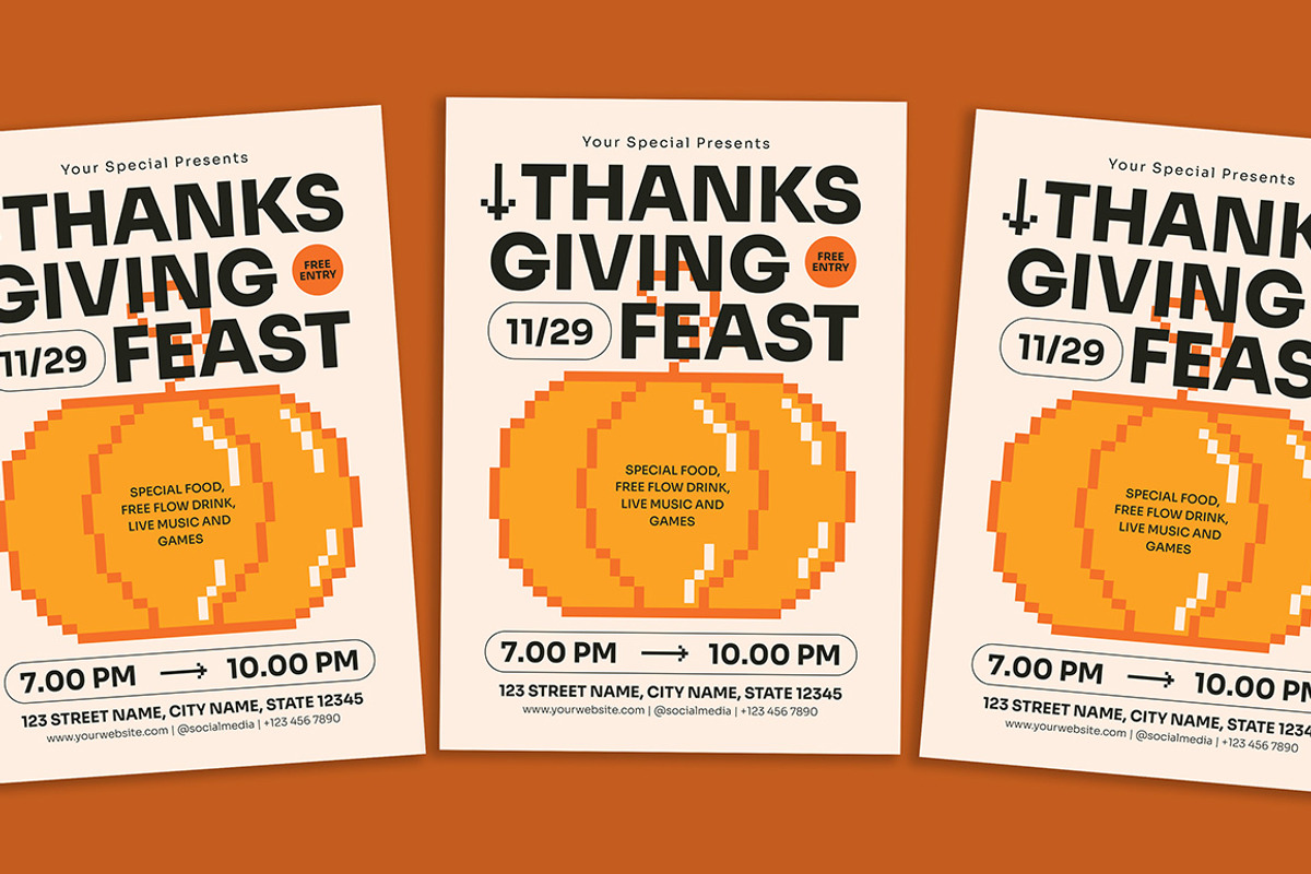 Minimal Thanksgiving Flyer, a Flyer Template by Gumico Studio. (Photo 1 of 3)