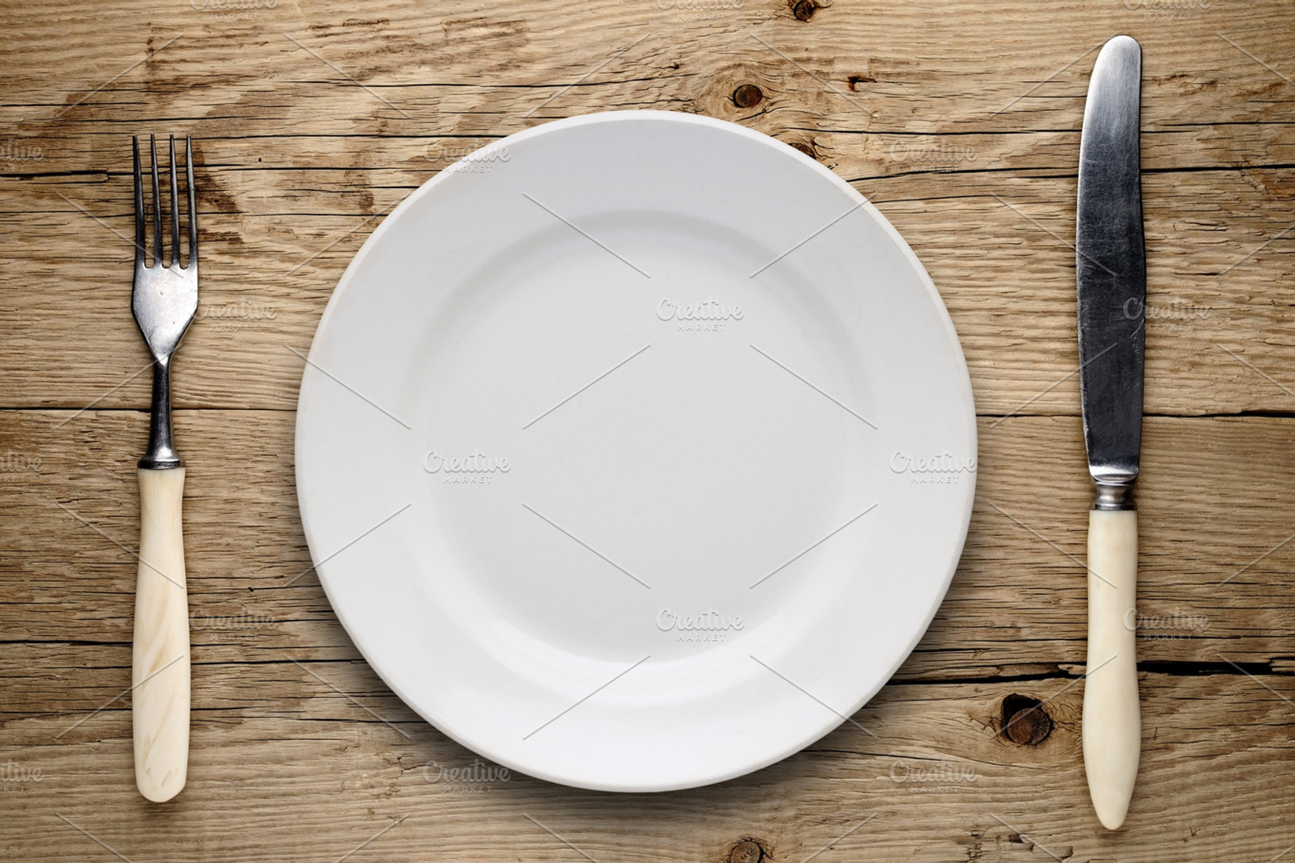 Empty Plate Old Fork And Knife