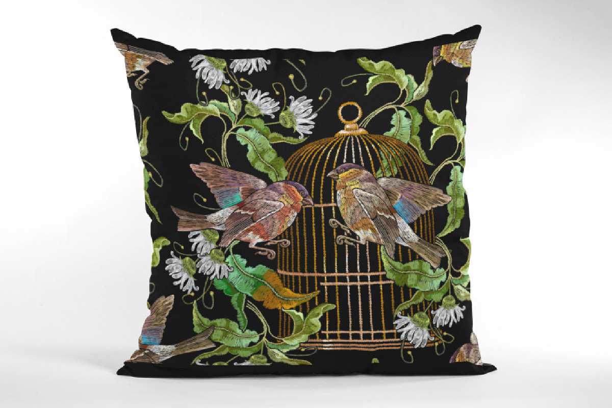Chamomiles, golden cage and birds, a Pattern Graphic by Matrioshka (Photo 7 of 7)