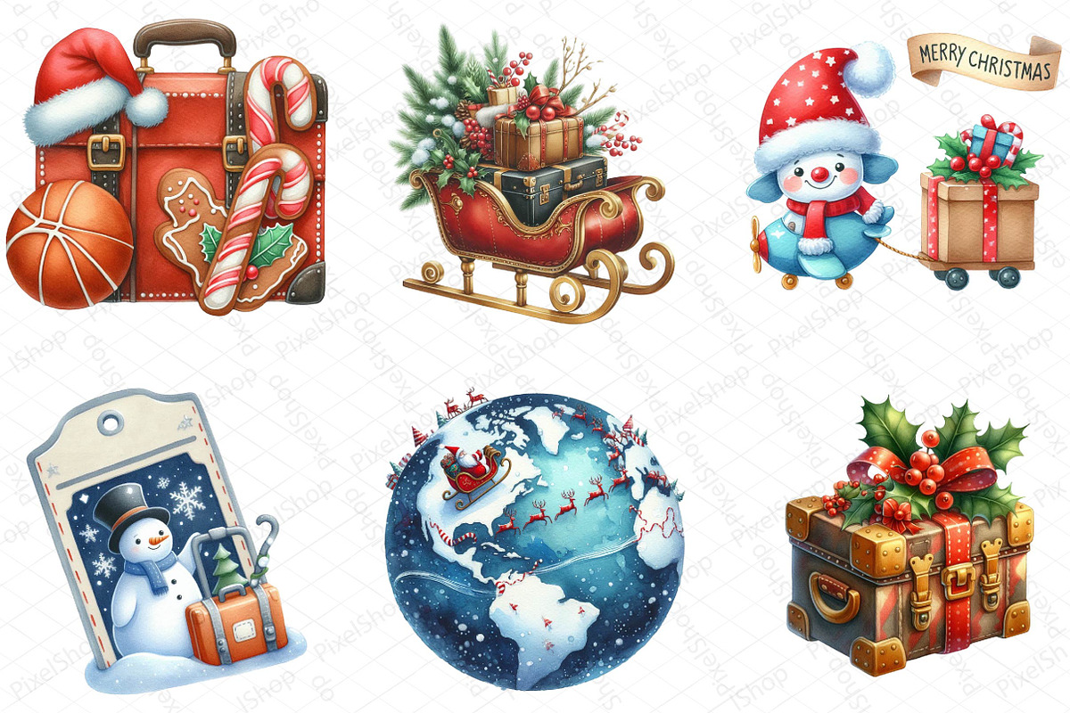 Christmas Travel Clipart, an Illustration by DreamPrint404 (Photo 2 of 5)