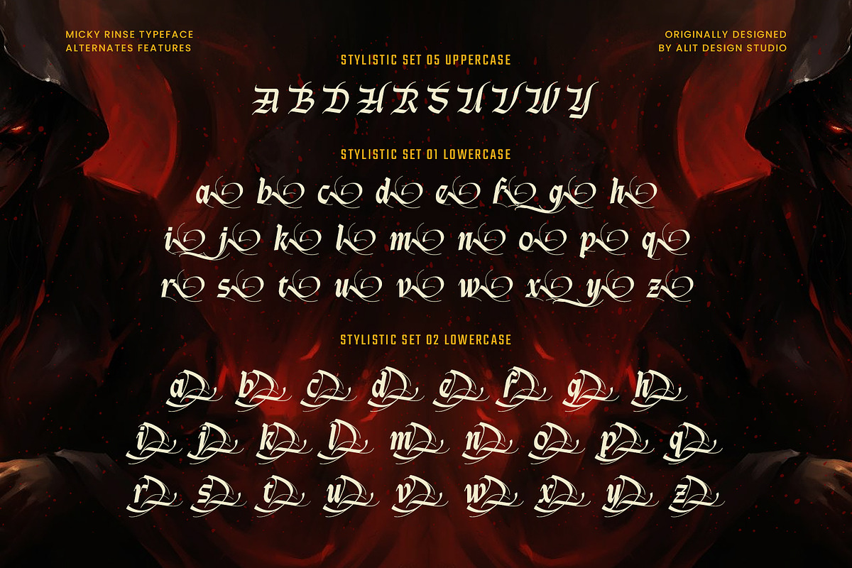 Micky Rinse Typeface, a Blackletter Font by alit design (Photo 13 of 20)
