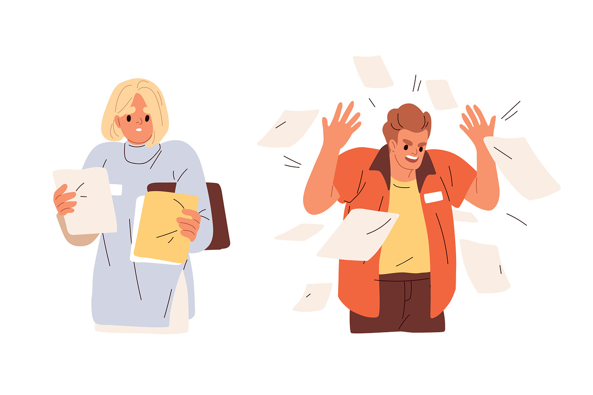 Busy people in stress at work set, a Person Illustration by Good Studio (Photo 3 of 8)