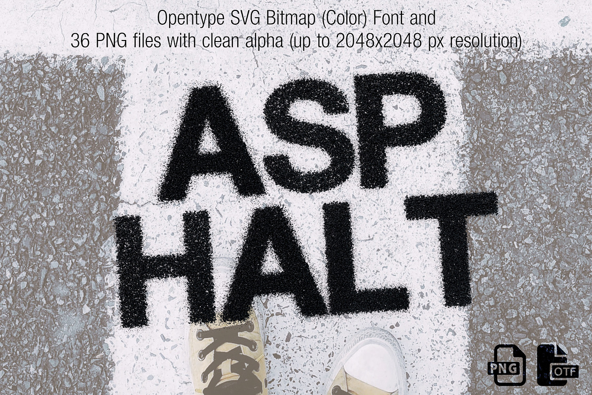 Asphalt Opentype SVG Font and PNGs, a Symbol Font by Creative Graphics (Photo 1 of 6)