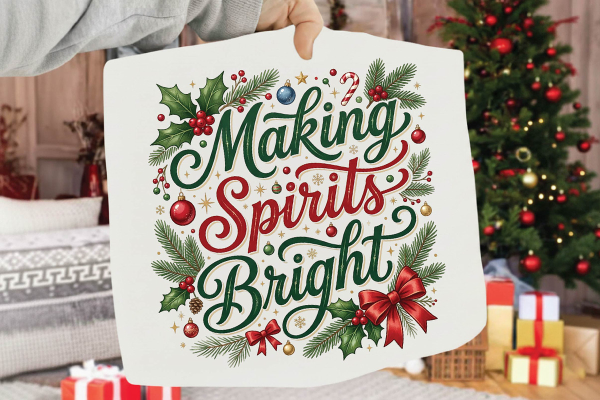 Making Spirits Bright Christmas PNG, a Seasonal Illustration by DreamPrint404 (Photo 1 of 6)