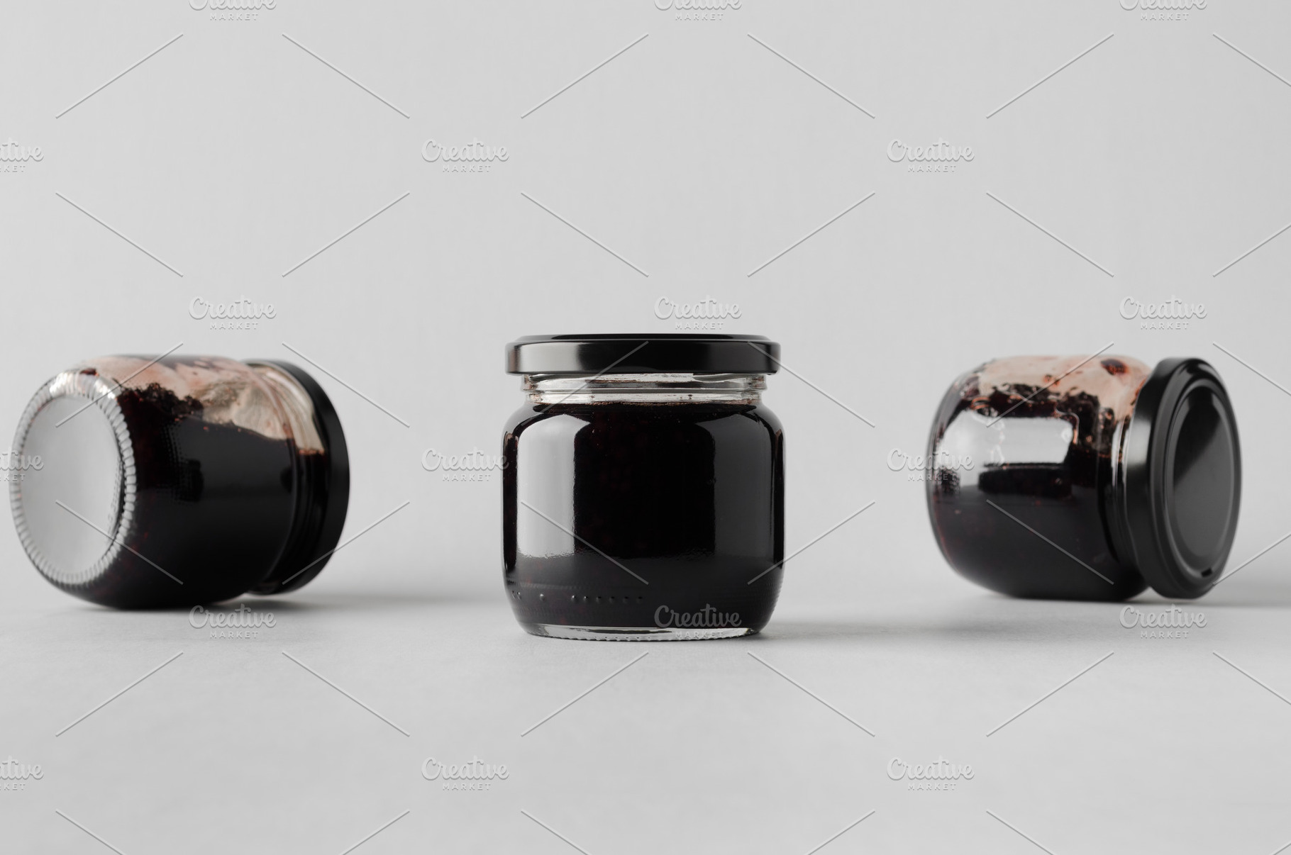 Blackberry jam jar mockup JPEG, a Food & Drink Photo by Shablon