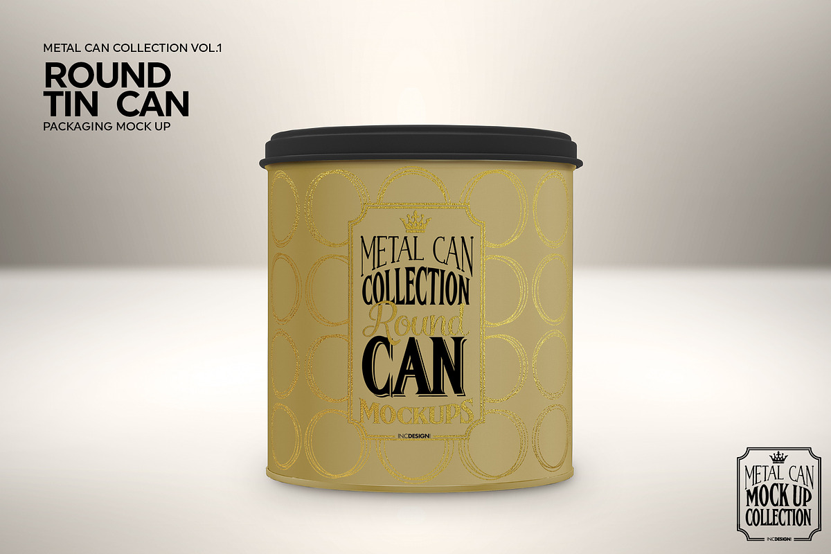 Round Tall Tin Can Packaging Mockup, a Cups & Container Mockup by INCDesign (Photo 3 of 7)