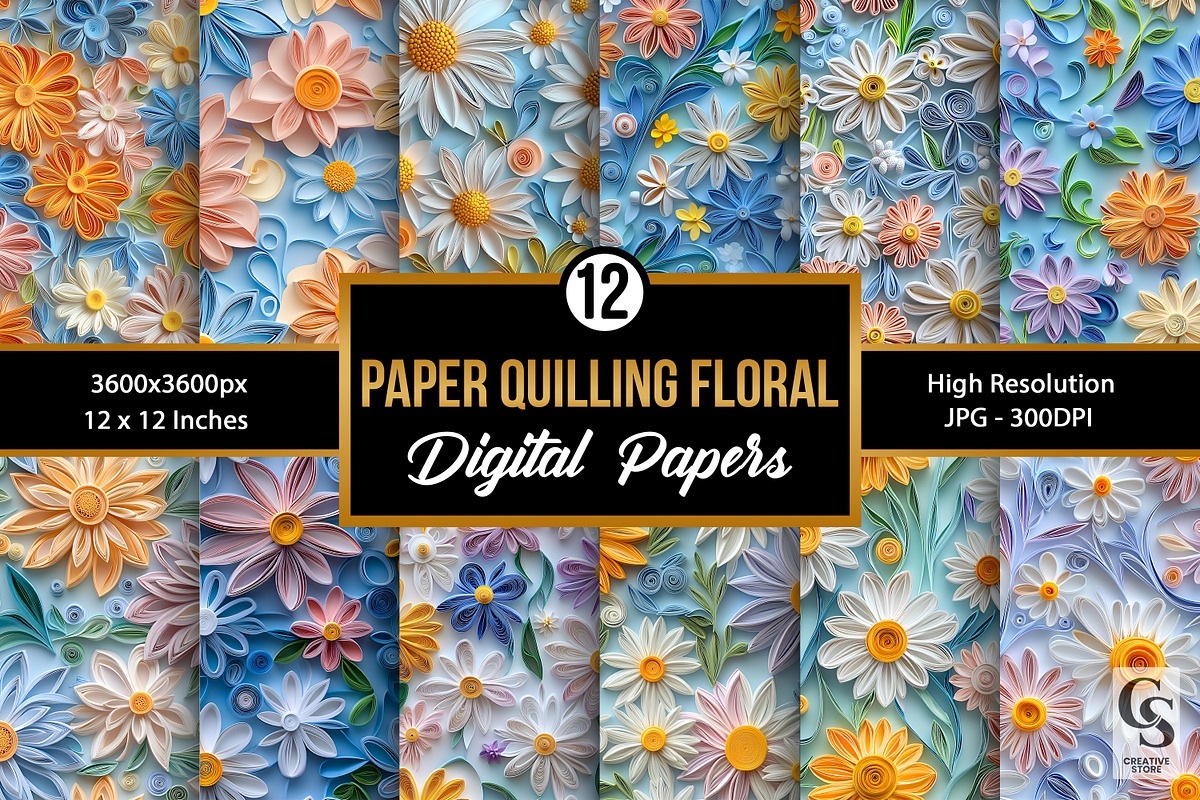 Pastel Paper Quilling Flower Pattern, a Pattern Graphic by Creative Store (Photo 1 of 5)