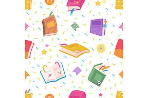 Book seamless pattern. Cartoon books, an Education Illustration by Valerie Bodnar