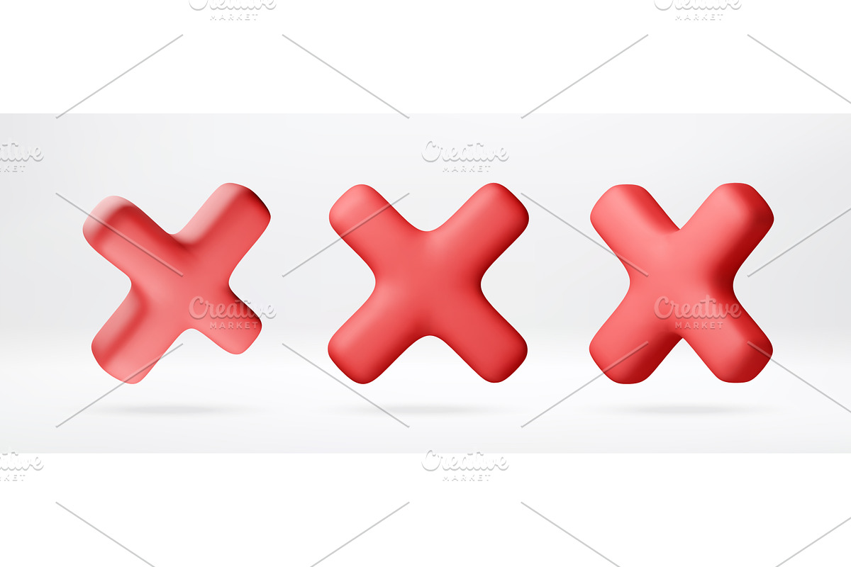 3D Red three dimensional x mark, an Object Illustration by Abscent