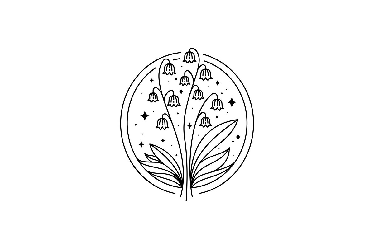 Lily of the Valley Line Logo, a Branding & Logo Template by Buqancreative (Photo 1 of 4)