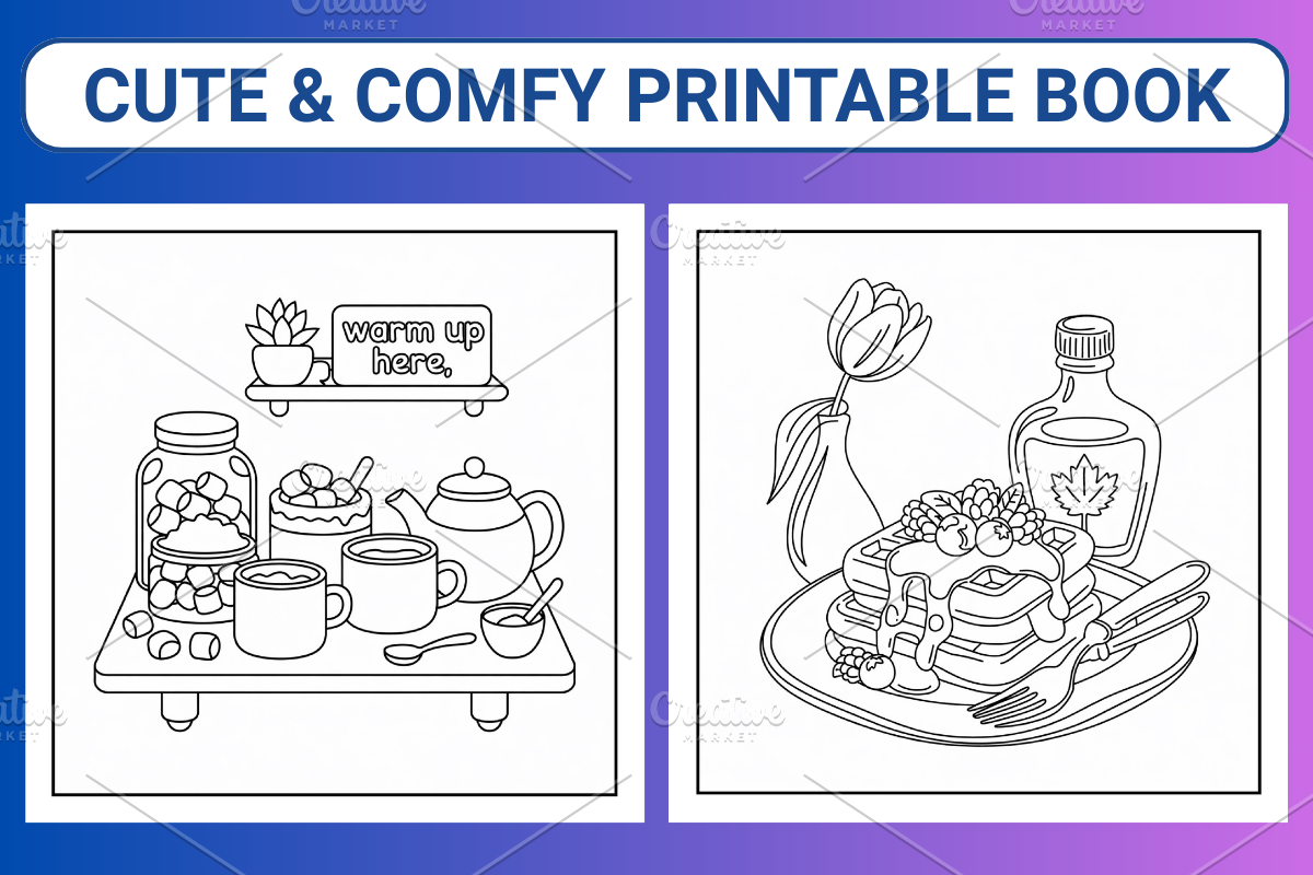 Cozy Girl HomeBody Coloring Page, a Person Illustration by Coco Bloom (Photo 3 of 3)