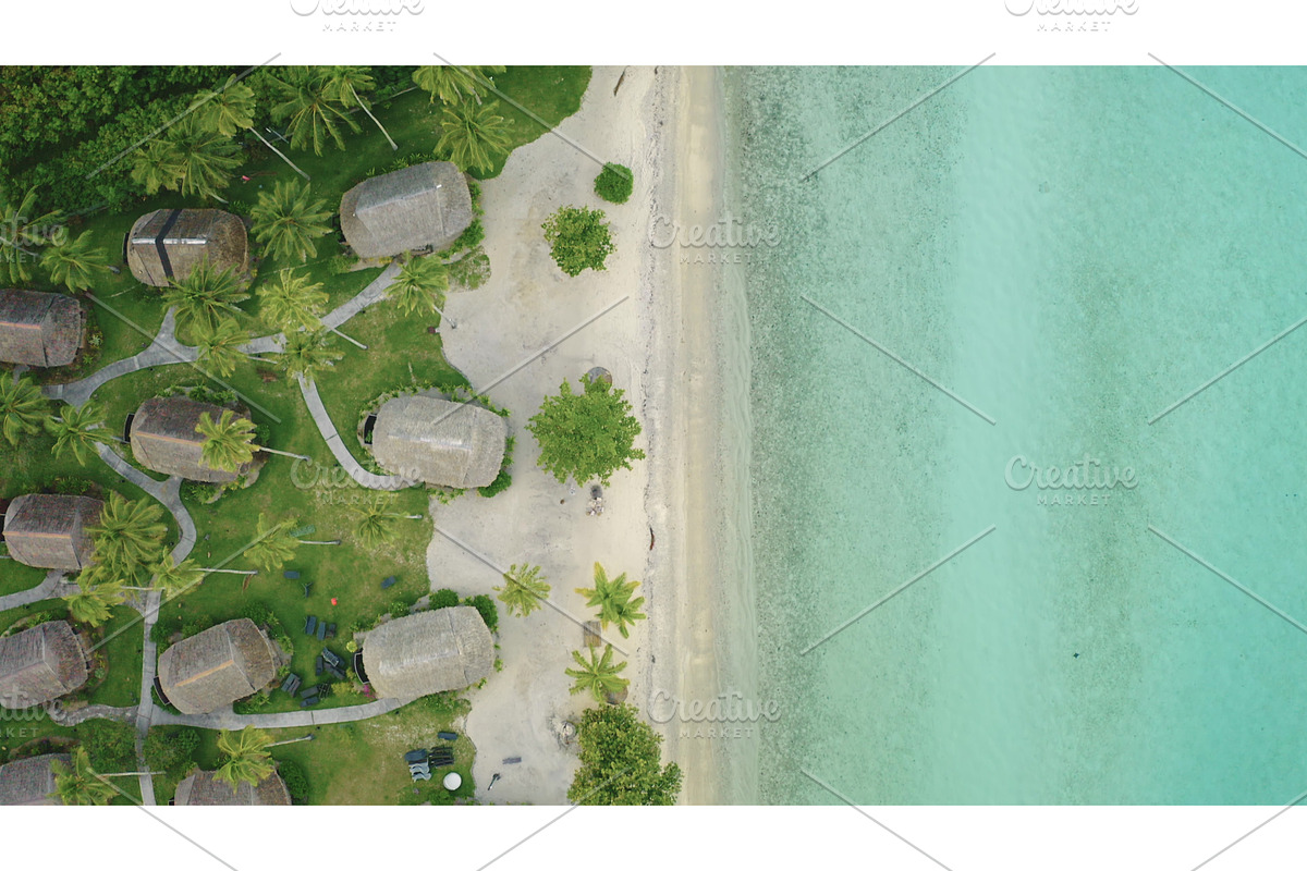 Top down view bungalows huts, white, an Illustration by Goinyk