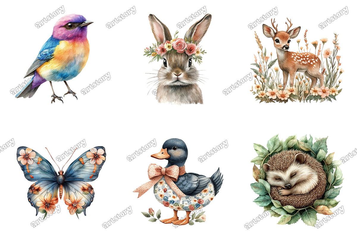 Garden Pals Watercolor Clipart, an Illustration by designcity5 (Photo 2 of 5)