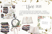 Vintage Christmas Watercolor clipart, a Seasonal Illustration by Yuliya Derbisheva (Thumbnail 9 of 14)