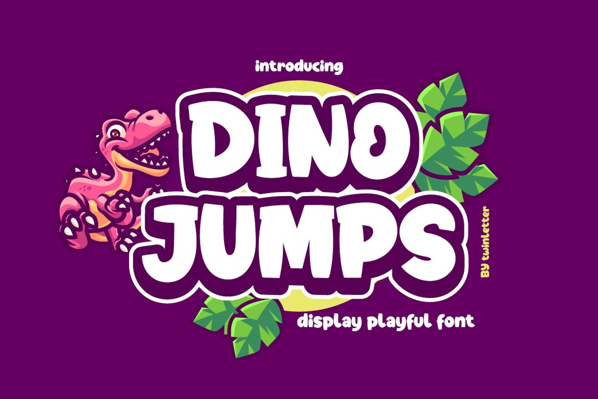 Dino Jumps Display Playful Font, a Sans Serif Font by twinstd (Photo 1 of 13)