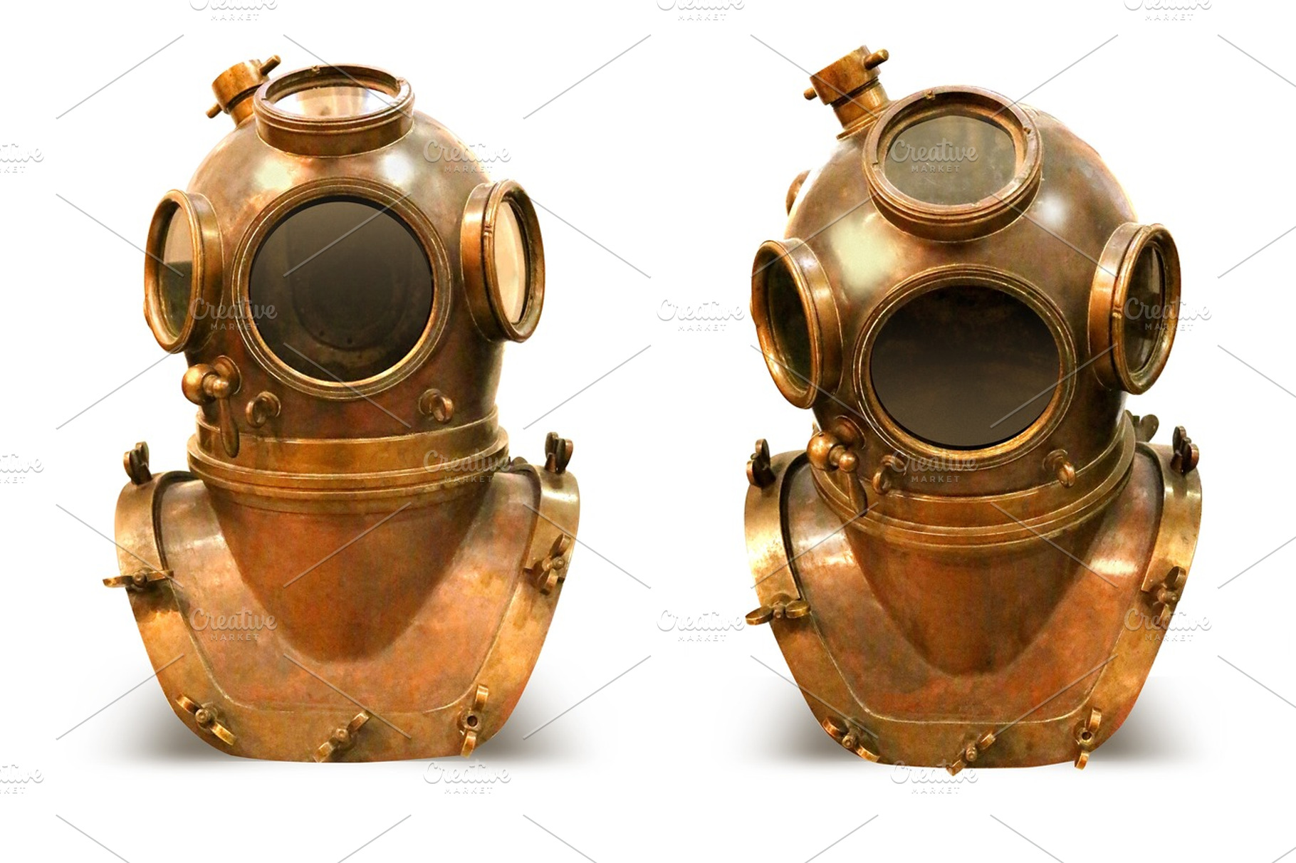 Copper old deeps sea diving suit containing deep, helmet, and sea, a Nature  Photo by ToozDesign